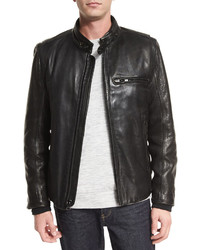 Andrew Marc Chiswick Supple Leather Moto Jacket Black