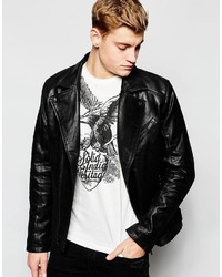 Solid Classic Leather Biker Jacket