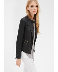 Forever 21 Collarless Quilted Moto Jacket