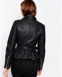 Asos Collection Biker With Pep Hem And Belt