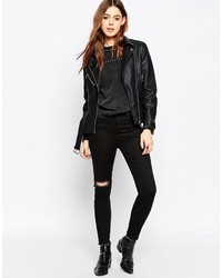Asos Collection Biker With Pep Hem And Belt