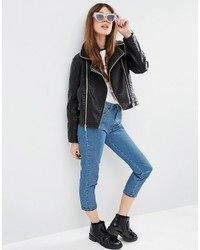Asos Collection Biker With Textured Panels