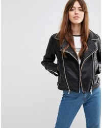 Asos Collection Biker With Textured Panels