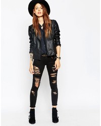 Asos Collection Ultimate Biker Jacket With Stitch Detail