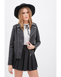 Forever 21 Contemporary Quilted Faux Leather Moto Jacket