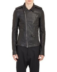 Rick Owens Convertible Leather Moto Jacket Black