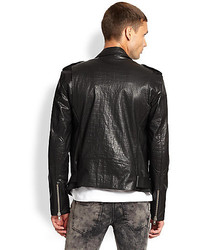 BLK DNM Croc Embossed Leather Moto Jacket