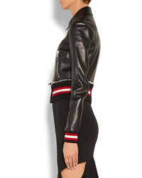 Givenchy Cropped Leather Biker Jacket Black