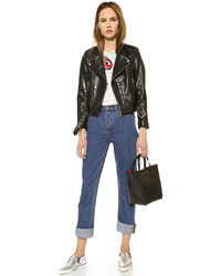 Marc Jacobs Cropped Leather Moto Jacket