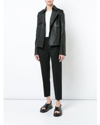 Vince Cropped Trench Leather Jacket