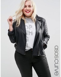 Asos Curve Ultimate Biker Jacket With Piped Detail