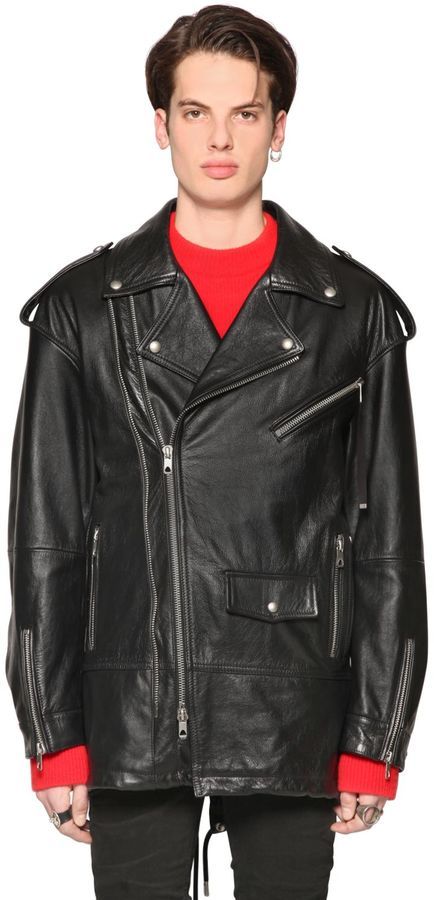 diesel black grained leather jacket