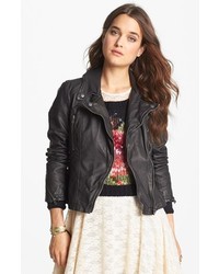 Free People Distressed Faux Leather Moto Jacket