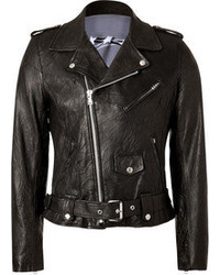 Rob-ert Each Other Black Leather Biker Jacket By Robert Montgomery