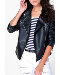 Boohoo Eliza Quilted Faux Leather Biker