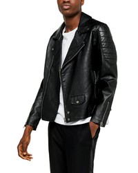 Topman Faux Leather Biker Jacket