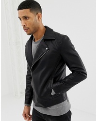 ONLY & SONS Faux Leather Biker Jacket