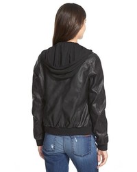 Levi's Faux Leather Bomber Jacket With Jersey Knit Hood