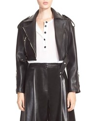 Vika Gazinskaya Faux Leather Cropped Jacket