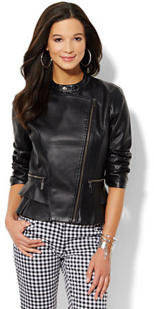 black leather ruffle jacket