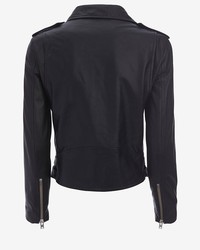 IRO Galaxy Belted Hem Moto Leather Jacket Black