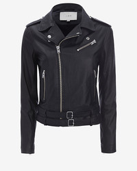 IRO Galaxy Belted Hem Moto Leather Jacket Black