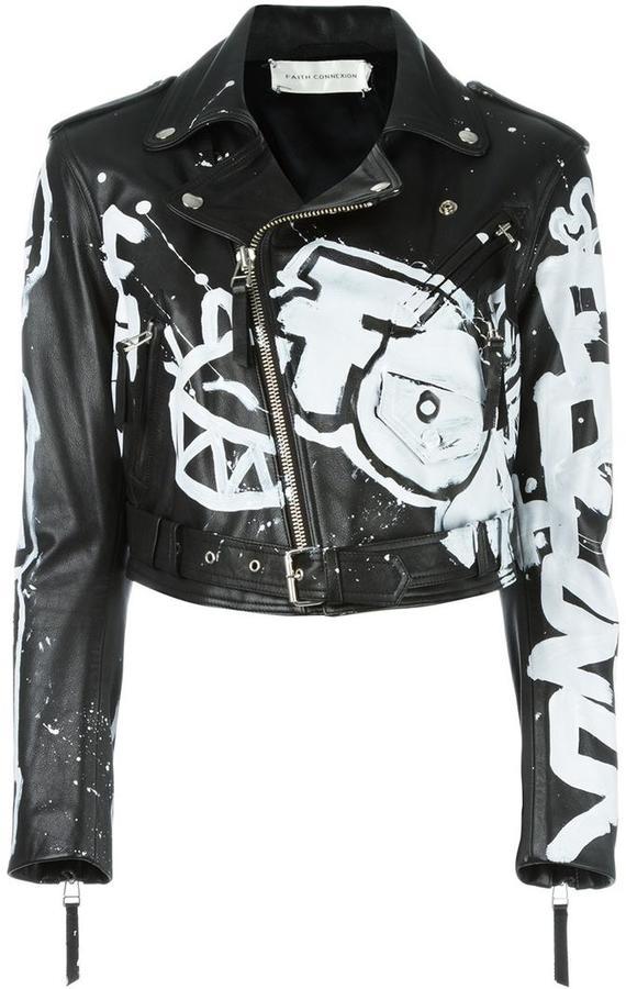 Faith Connexion Hand Painted Graffiti Biker Jacket, $2,550 | farfetch ...