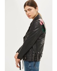 Topshop Hand Painted Leather Biker Jacket