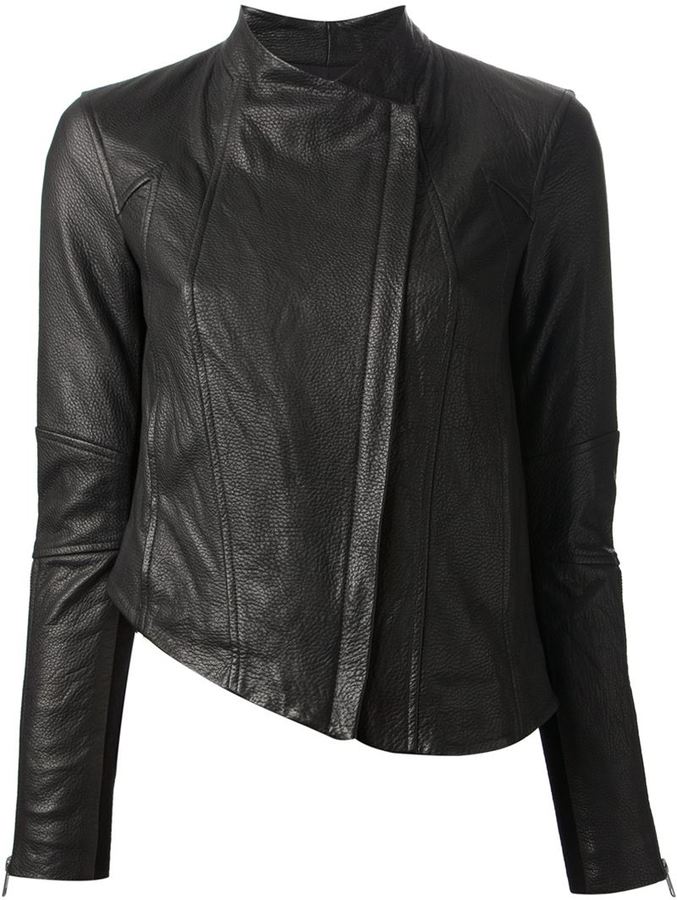 Helmut Lang Asymmetric Biker Jacket, $1,295 | farfetch.com | Lookastic.com