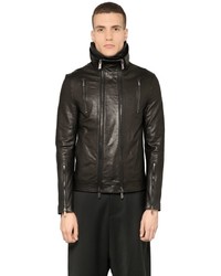High Collar Leather Biker Jacket