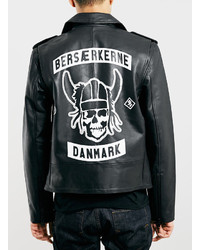 Selected Homme Black Leather Biker Jacket