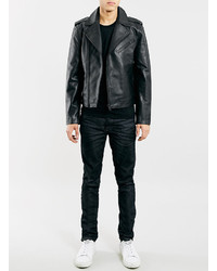 Selected Homme Black Leather Biker Jacket