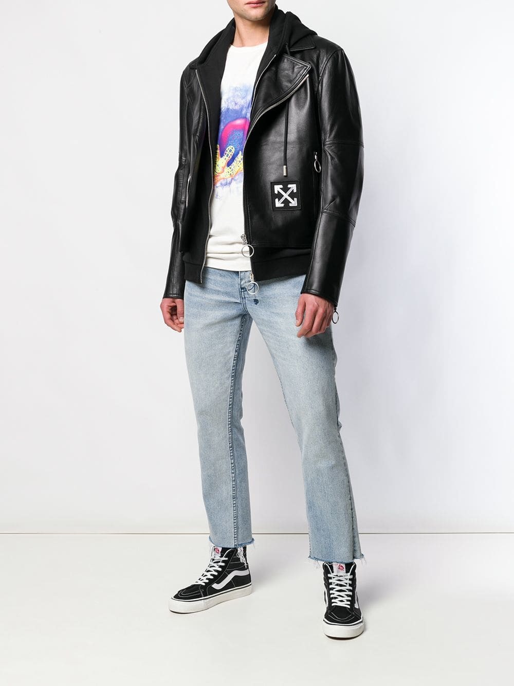 Off-White Hooded Biker Jacket, $1,787 | farfetch.com | Lookastic