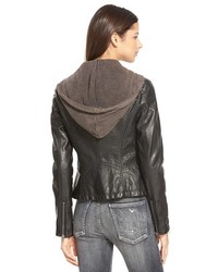 Free People Hooded Faux Leather Moto Jacket