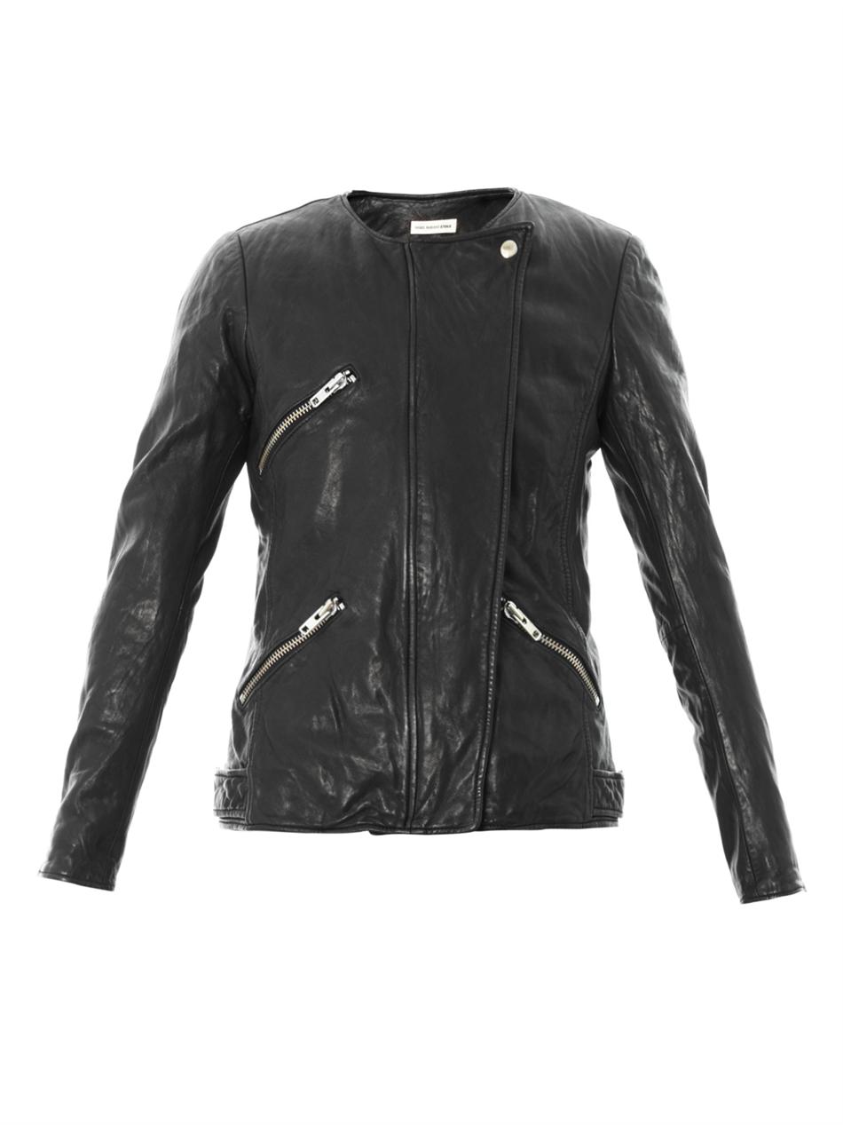Isabel Marant Etoile Washed Leather Biker Jacket, $932 | MATCHESFASHION ...