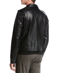 Vince Italian Leather Motorcycle Jacket Black