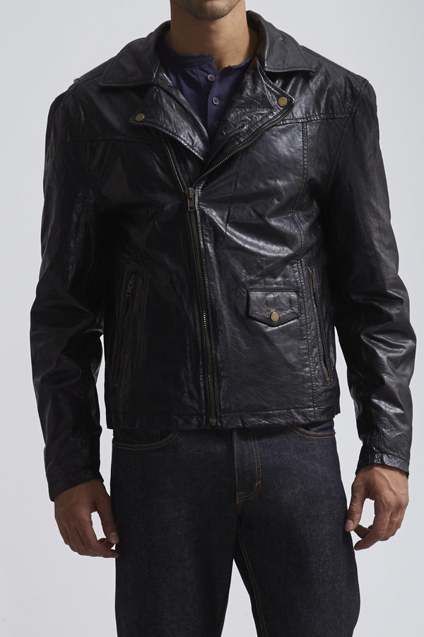 Jachs Asymmetrical Leather Jacket, $499 | JackThreads | Lookastic.com