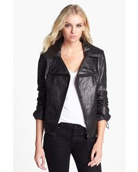 June Asymmetrical Leather Moto Jacket