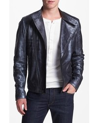 Kenneth Cole Collection Metallic Leather Moto Jacket