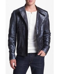 Kenneth Cole Collection Metallic Leather Moto Jacket Medium