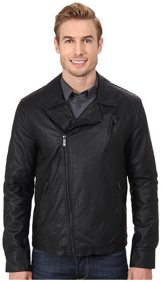 Kenneth Cole Reaction Asymmetrical Zip Front Faux Leather Hipster