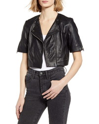 LaMarque Kirsi Crop Short Sleeve Leather Moto Jacket