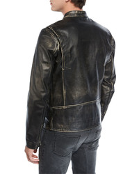 Belstaff Landrake 20 Calfskin Leather Biker Jacket Black