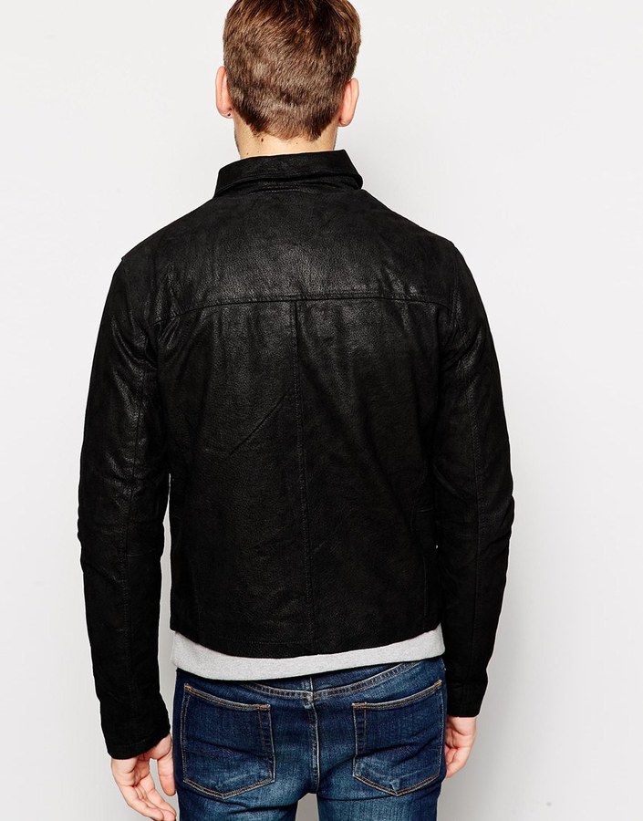 Solid Leather Biker Jacket, $197 | Asos | Lookastic