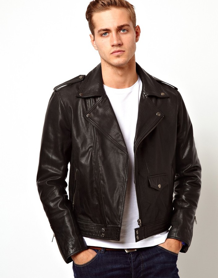 Asos Leather Biker Jacket In Slim Fit, $238 Asos Lookastic