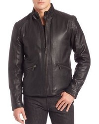 tand accumuleren Motel Strellson Leather Biker Jacket, $798 | Saks Fifth Avenue | Lookastic