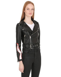 Chiara Ferragni Leather Biker Jacket W Flames