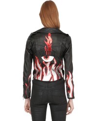 Chiara Ferragni Leather Biker Jacket W Flames