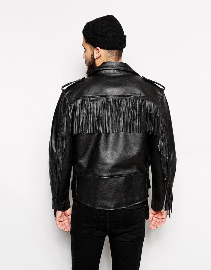 Reclaimed Vintage Leather Biker Jacket With Fringing, $269 | Asos ...