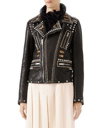 Gucci Leather Biker Jacket With Studs
